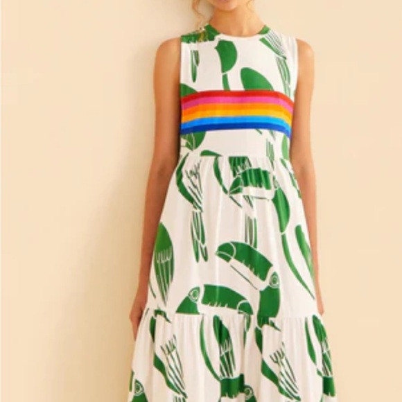 FARM Rio Dresses & Skirts - FARM Rio Green and Rainbow Midi Dress